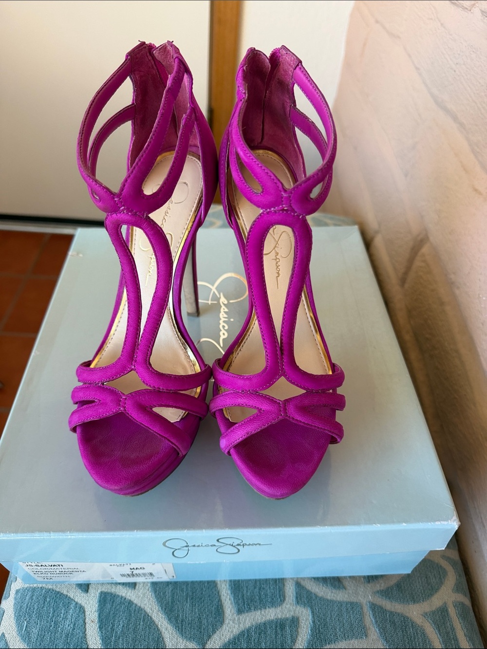 Jessica Simpson Vibrant Magenta Strappy Stiletto Sandals
